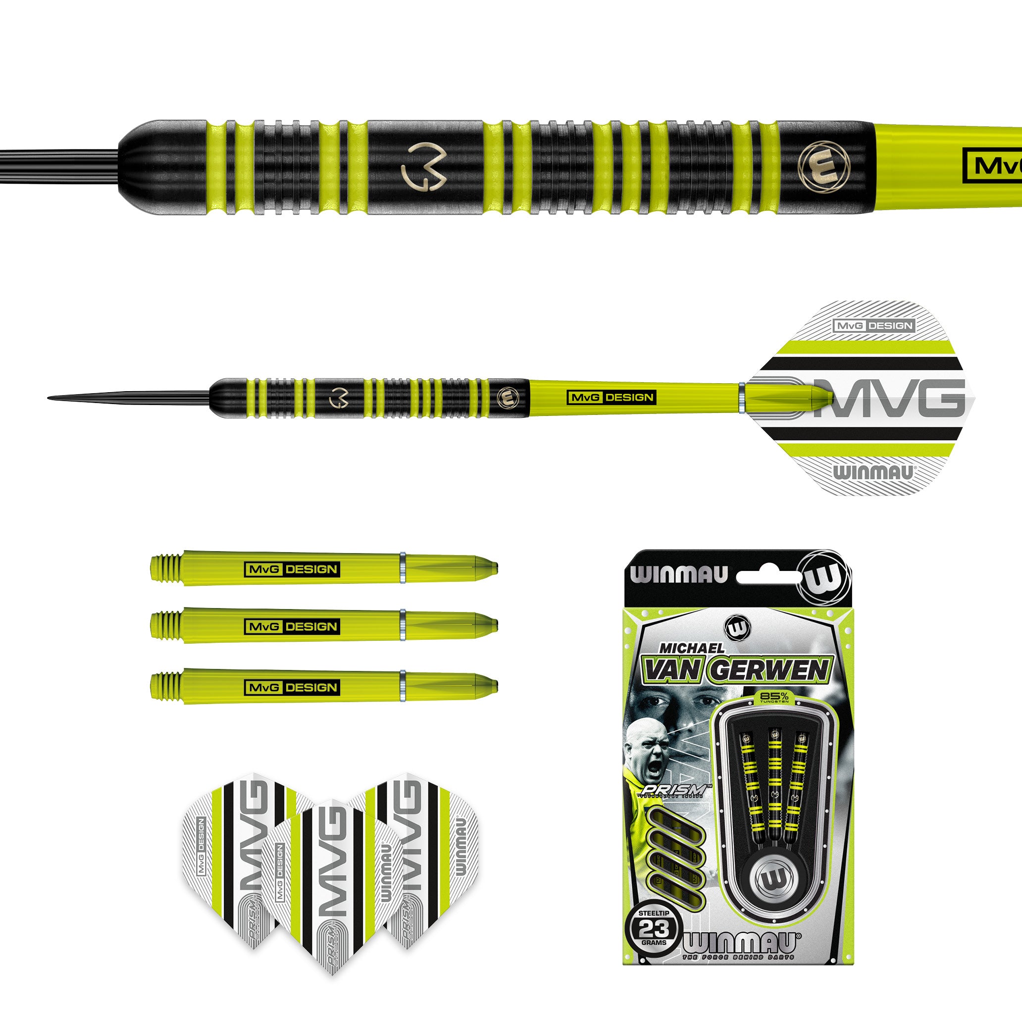 Winmau Michael Van Gerwen MvG Ambition Brass Steeltip Darts Set