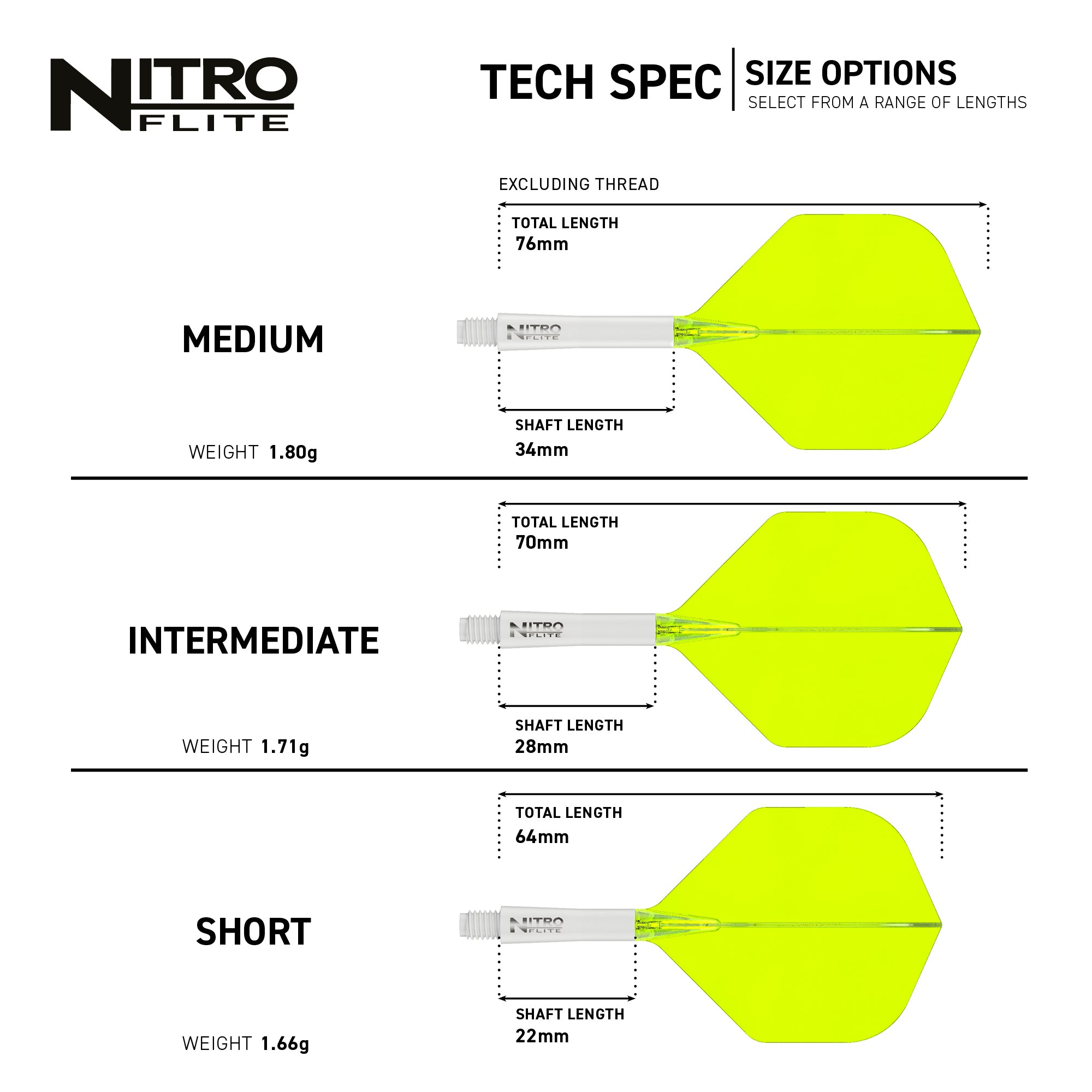 Nitro Flite -  Integrated Flight and Shaft White & Yellow