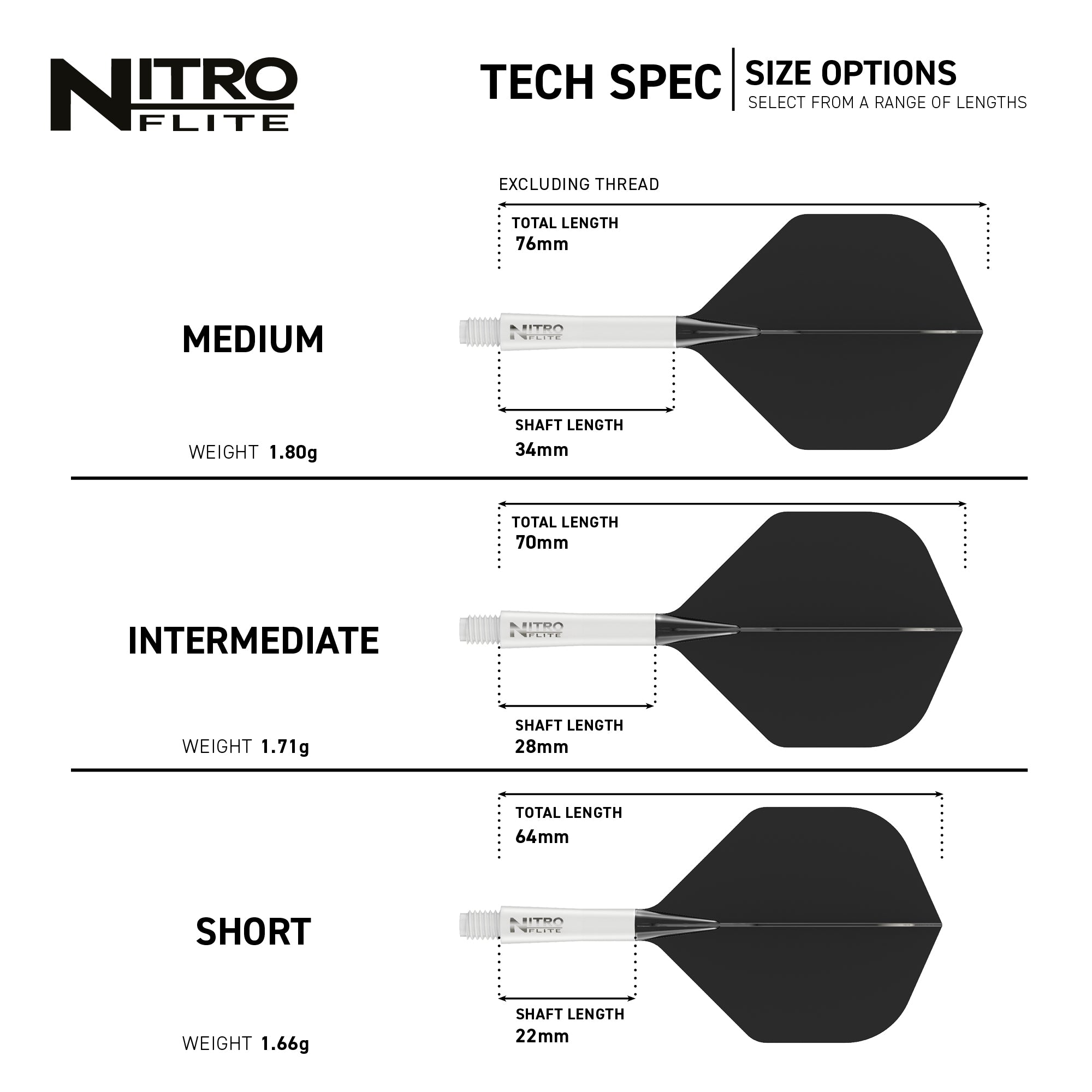 Nitro Flite -  Integrated Flight and Shaft White & Black