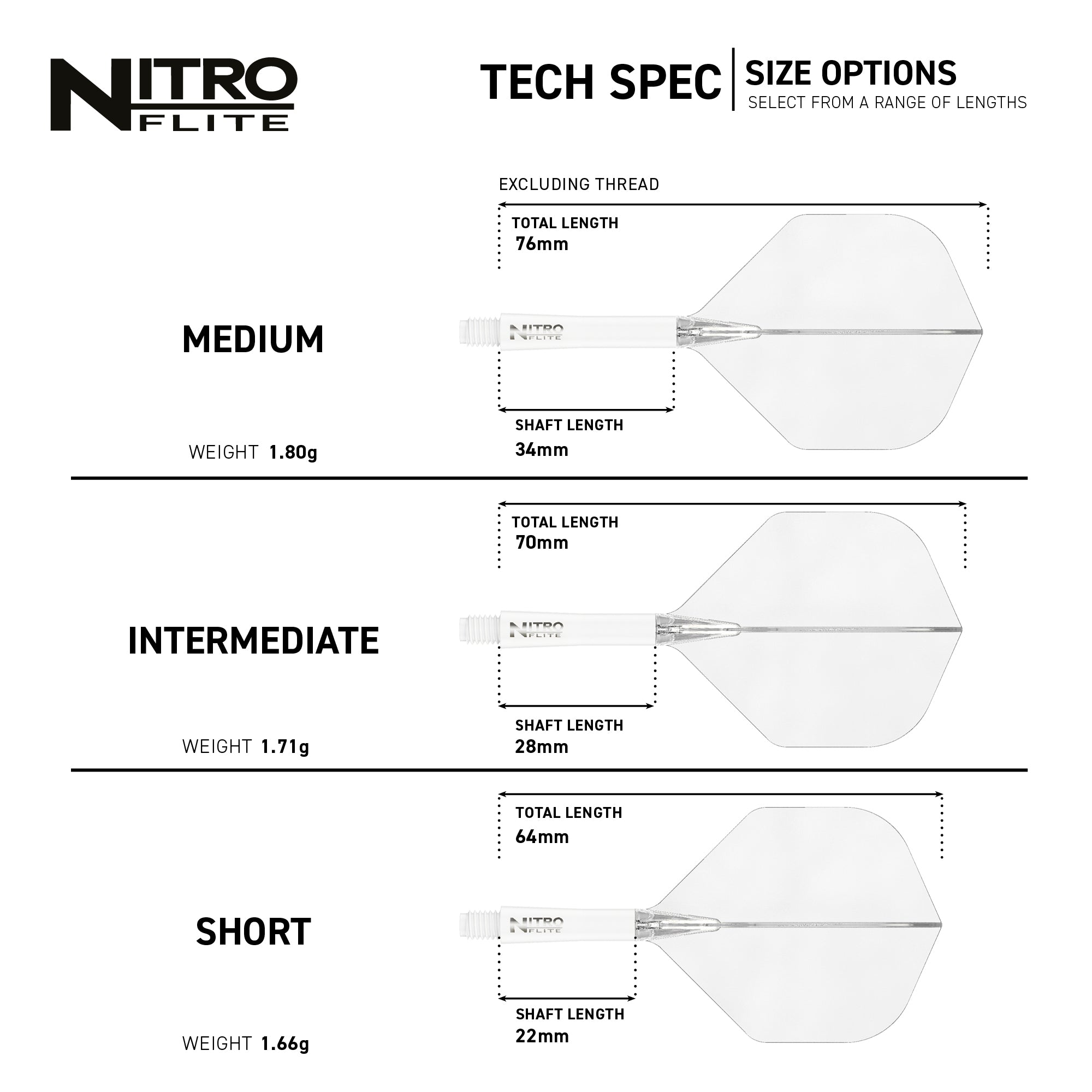 Nitro Flite -  Integrated Flight and Shaft White & Clear