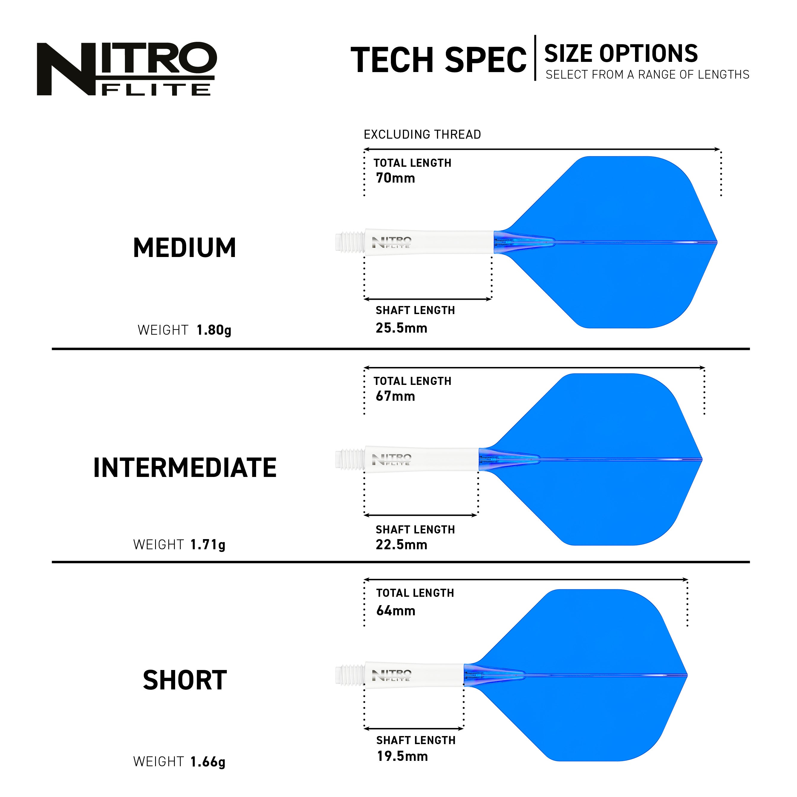 Nitro Flite -  Integrated Flight and Shaft White & Blue