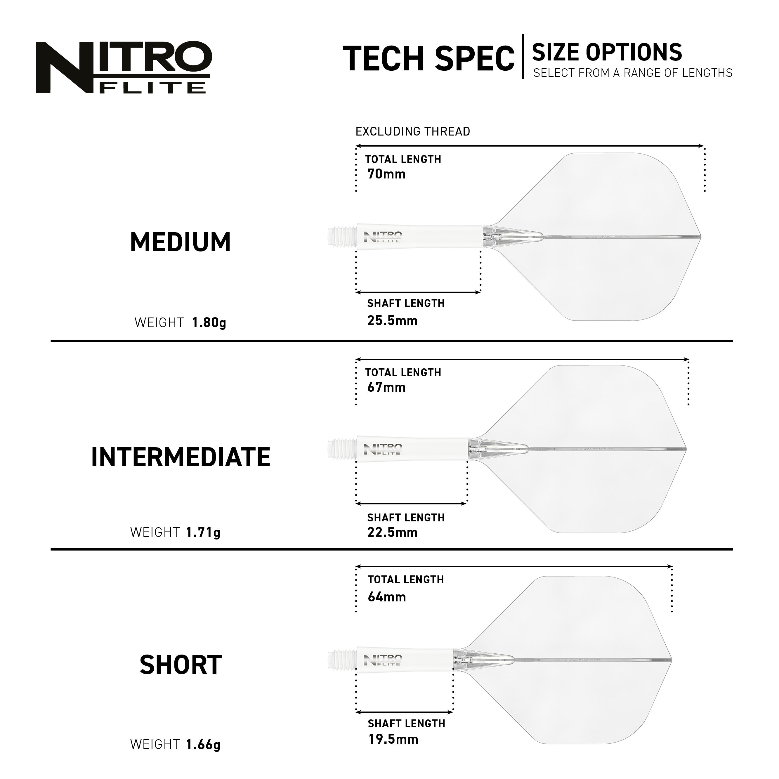 Nitro Flite -  Integrated Flight and Shaft White & Clear