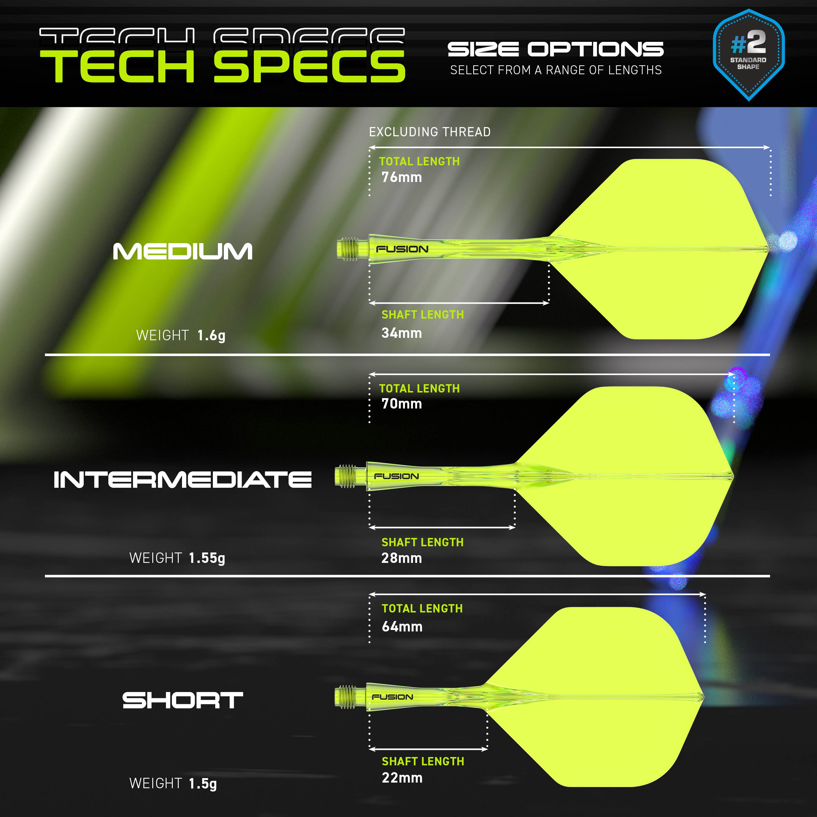 Fusion #2 Integrated Flight & Shaft - Neon Yellow